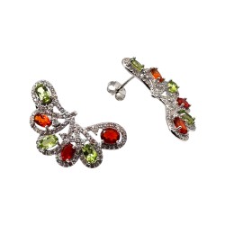 Cercei argint cu opal, peridot si zircon - Madammi.ro
