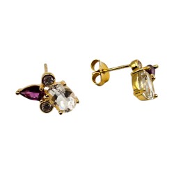 Cercei argint cu topaz, rodolit si cubic zirconia - Madammi.ro