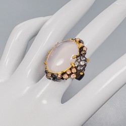 Inel din argint cu cuart roz, safir, blue topaz si turmalina - Madammi.ro