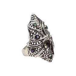 Inel din argint cu samarld, tanzanit si safir- octopus- Madammi.ro