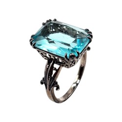 Inel argint cu cubic zirconia albastru - Madammi.ro