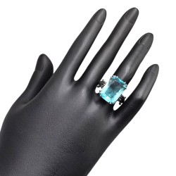 Inel argint cu cubic zirconia albastru - Madammi.ro
