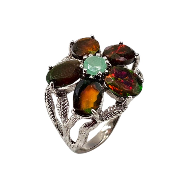 Inel argint cu black opal - Madammi.ro