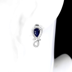 Cercei din argint cu montura de safir si cubic zirconia