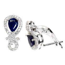 Cercei din argint cu montura de safir si cubic zirconia