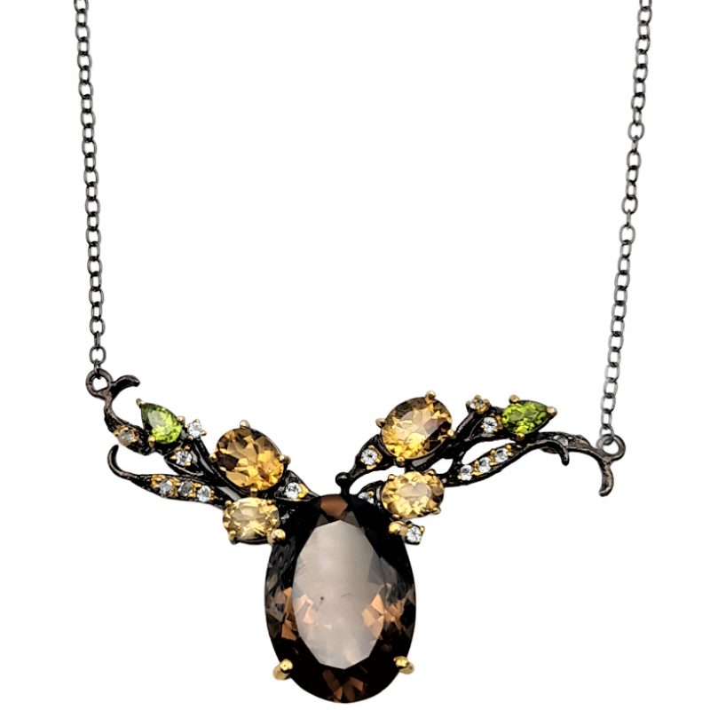 Colier din argint cu pandant cu cuart fumuriu, citrin, peridot si topaz - Madammi.ro Colier din argint cu pandant cu cuart fumuriu, citrin, peridot si topaz - Madammi.ro