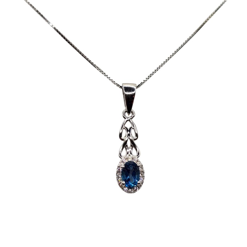 Colier din argint cu pandant cu montura de London topaz  - Madammi.ro