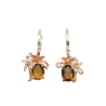 Cercei din argint cu montura de cuart coniac si blue topaz- floare de colt - Madammi.ro