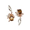 Cercei din argint cu montura de cuart coniac si blue topaz- floare de colt - Madammi.ro