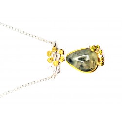 Colier din argint cu pandant cu prehnit si cubic zirconia-Madammi.ro