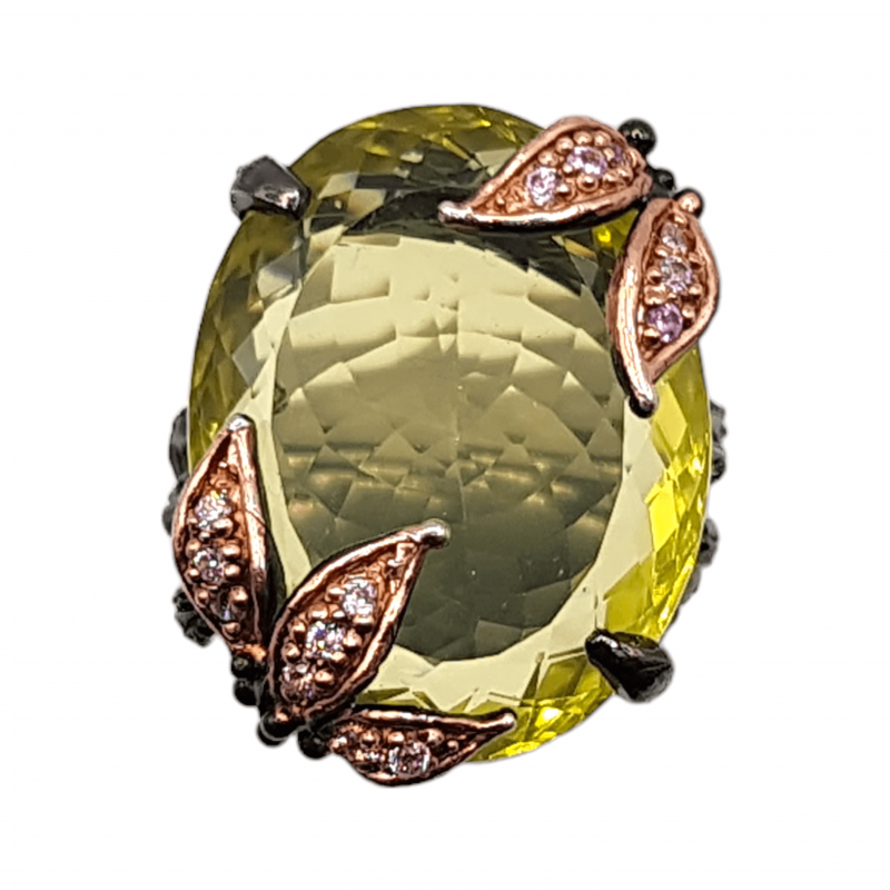 Inel argint cu cuart lemon 28ct - Madammi.ro