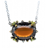 Colier din argint cu pandant cu cuart coniac 58ct, peridot si blue topaz -Madammi.ro