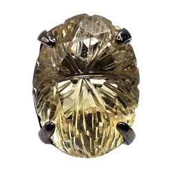 Inel din argint cu cuart lemon gravat 27ct - Madammi.ro