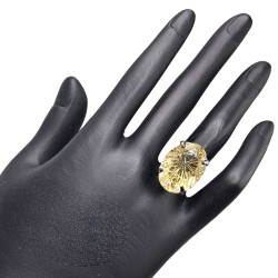 Inel din argint cu cuart lemon gravat 27ct - Madammi.ro