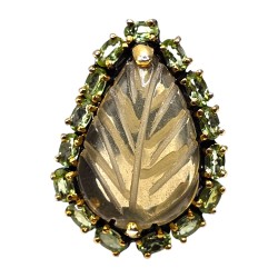 Inel din argint cu cuart lemon gravat 38ct - Madammi.ro