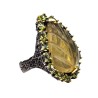 Inel din argint cu cuart lemon gravat 38ct - Madammi.ro
