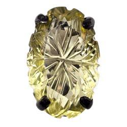 Inel din argint cu cuart lemon gravat 28ct - Madammi.ro