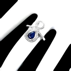 Inel din argint cu safir si cubic zirconia-Madammi.ro