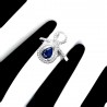 Inel din argint cu safir si cubic zirconia-Madammi.ro