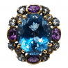 Inel argint cu topaz albastru 28ct si ametist- Madammi.ro