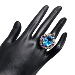 Inel argint cu topaz albastru 28ct si ametist- Madammi.ro