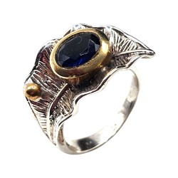 Inel din argint cu cubic zirconia albastru- Madammi.ro