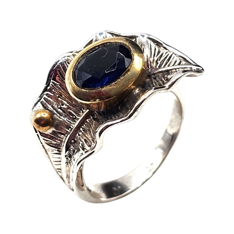 Inel din argint cu cubic zirconia albastru- Madammi.ro