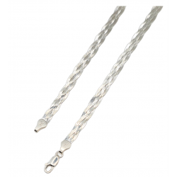 Lantisor argint  plat placat cu rodiu - colier impletit - glamour - Madammi.ro
