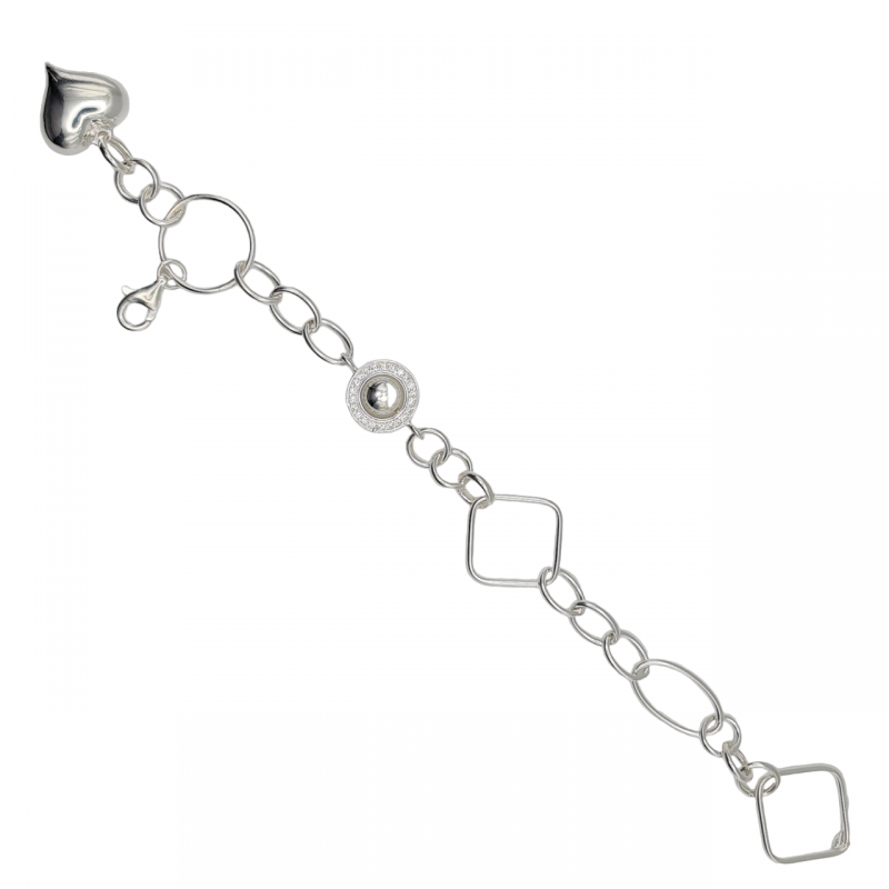 Bratara din argint cu bile si elemente geometrice cu montura de cubic zirconia - Madammi.ro Bratara din argint cu bile si elemente geometrice cu montura de cubic zirconia - Madammi.ro