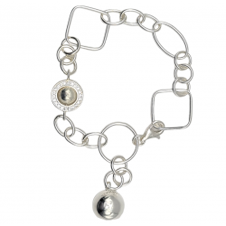 Bratara din argint cu bile si elemente geometrice cu montura de cubic zirconia - Madammi.ro