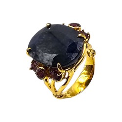Inel argint cu safir 24ct - Madammi.ro