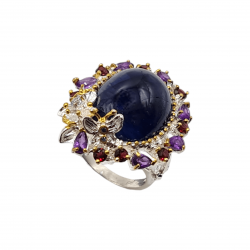 Inel din argint cu safir albastru 45ct  - Madammi.ro