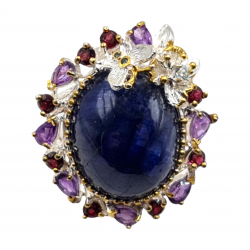 Inel din argint cu safir albastru 45ct  - Madammi.ro