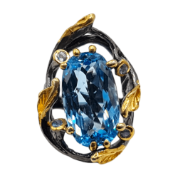 Inel din argint cu swiss blue topaz si tanzanit - Madammi.ro
