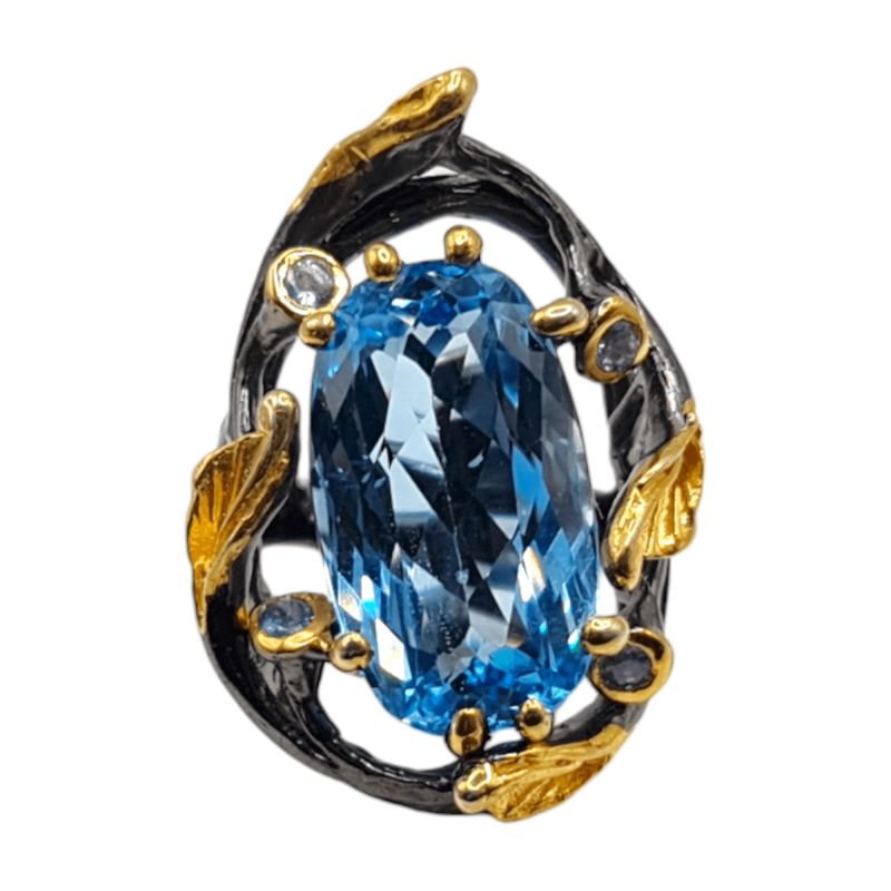 Inel din argint cu swiss blue topaz si tanzanit - Madammi.ro