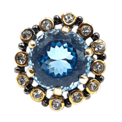 Inel argint cu swiss blue topaz si white topaz  - Madammi.ro