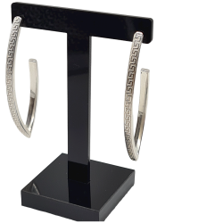 Cercei oversized din argint lucios cu model basorelief