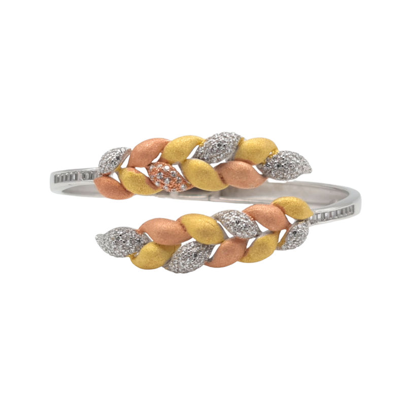 Bratara din argint placata cu aur de 14k si rodiu cu montura de cubic zirconia - spic de grau Bratara din argint placata cu aur de 14k si rodiu cu montura de cubic zirconia - spic de grau