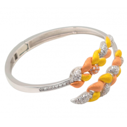 Bratara din argint placata cu aur de 14k si rodiu cu montura de cubic zirconia - spic de grau