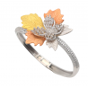 Bratara din argint placata cu aur de 14k si rodiu cu montura de cubic zirconia - fluture- frunza de artar