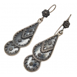 Cercei din argint granulat cu aspect vintage-accente etnice-India-cercei argint ieftini-bijuterii ieftine argint-Madammi.ro