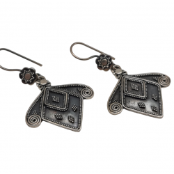 Cercei lungi din argint granulat cu aspect vintage-accente etnice-India-cercei argint ieftini-bijuterii ieftine argint-Madammi.r