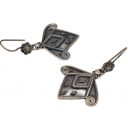 Cercei lungi din argint granulat cu aspect vintage-accente etnice-India-cercei argint ieftini-bijuterii ieftine argint-Madammi.r