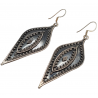 Cercei lungi din argint granulat cu aspect vintage-accente etnice-India-cercei argint ieftini-bijuterii ieftine argint-Madammi.r