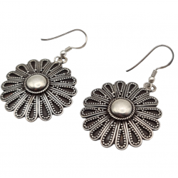 Cercei din argint cu aspect vintage-model floral-India - Madammi.ro