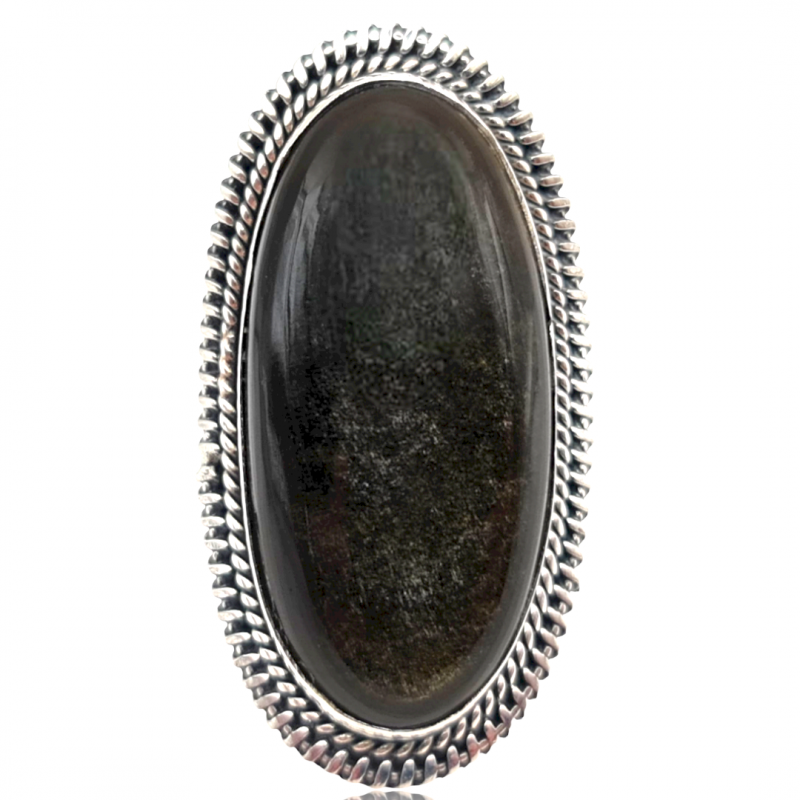 Inel din argint cu montura de obsidian auriu-Madammi.ro Inel din argint cu montura de obsidian auriu-Madammi.ro