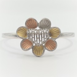 Bratara din argint placata cu aur de 14k si rodiu- floare -inima