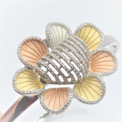 Bratara din argint placata cu aur de 14k si rodiu- floare -inima