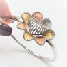 Bratara din argint placata cu aur de 14k si rodiu- floare -inima