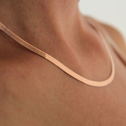 Lantisor argint aurit plat - placat aur rose 14K - model sarpe - model unisex - Madammi.ro